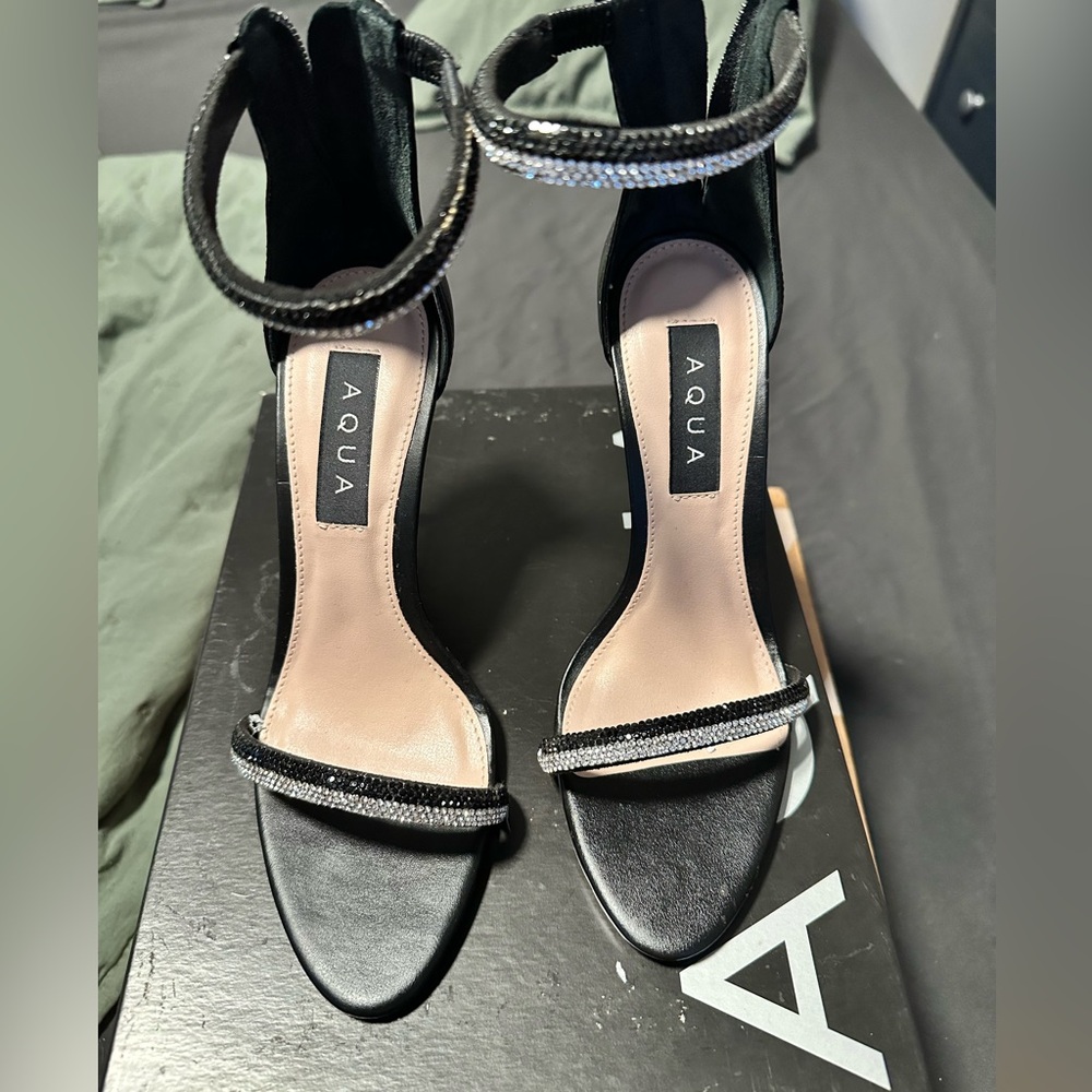 Aqua Black Sandals with Silver Detailing